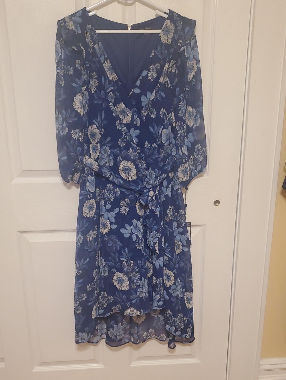 Tommy Hilfiger Navy Blue Floral Wrap Midi Dress